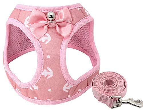 Katzengeschirr Und Leine Set Für Spaziergänge,Ausbruchsicher Geschirr Katzen Welpengeschirr Weste Hundeweste Harness,Verstellbare Weiche Kätzchenweste Für Kleine Mittelgroße Hunde Und Katzen,Rosa,S