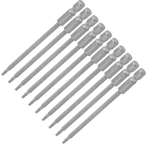 Utoolmart Juego de 10 puntas de destornillador Torx magnéticas T8, vástago hexagonal de 1/4 pulgadas de longitud de 4 pulgadas S2, herramientas de destornillador