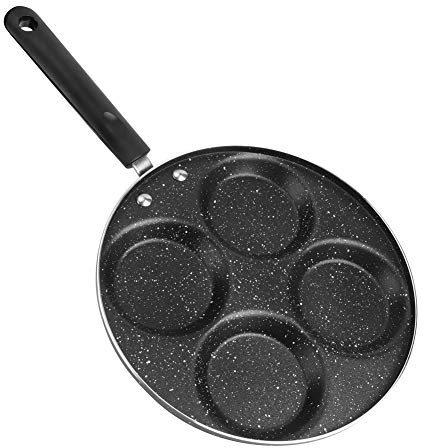 4-Hole Non-Stick Aluminium Frying Pan - Multi-Functional Egg Cooker, Omelet & Pancake Pan - Universal for Gas/Induction/Electric Ceramic Stoves - Perfect for Quick Breakfasts & Family Meals(24.5cm)