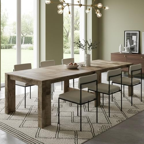 Dmora - Consolle allungabile Martino, Consolle allungabile fino a 12 posti, Tavolo con portallunghe, 100% Made in Italy, cm 51/300x90h77, Acero