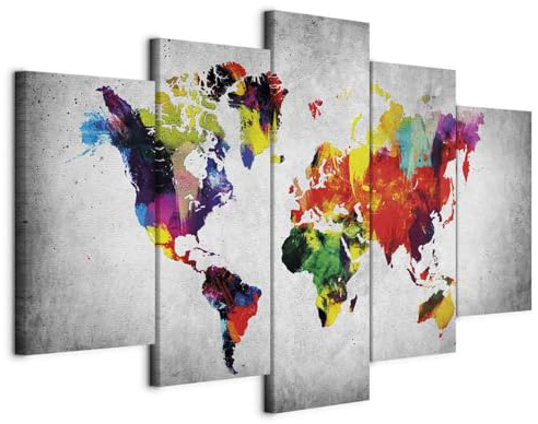 murando - Akustikbild Kontinente World Map, Schallschutz, Wohnzimmer, Büro | Verbessert Raumakustik, reduziert Hall, ideal fürs Büro oder Wohnzimmer, hochwertige Verarbeitung, schnelle Montage, stilvoll