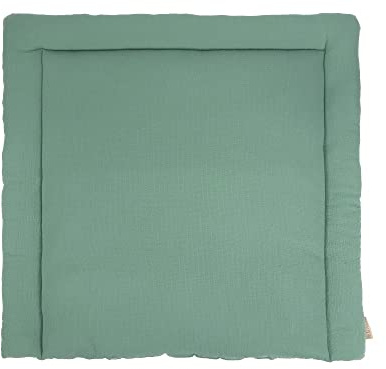 KraftKids Wickelauflage in Doppelkrepp Grün Jade, Wickelunterlage 78x78 cm (BxT), Wickelkissen