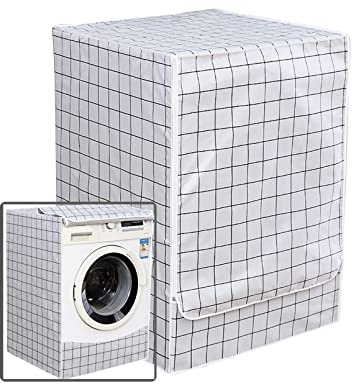 Trockner und Waschmaschinenschonbezug UV-beständig Waschmaschine Abdeckung Für Frontbelastung mit Reißverschluss Wasserdicht Abdeckung Schutzabdeckung Staubdichtes Fall (E,60 * 57 * 85cm)