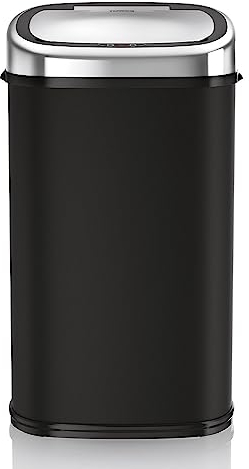 Tower T80900 Cestino Spazzatura in Acciaio Inossidabile con Sensore per Apertutra Automatica, Pattumiera Automatica con Opzione Override Manuale, Secchio Spazzatura 58L, Cestino Smart, Nero