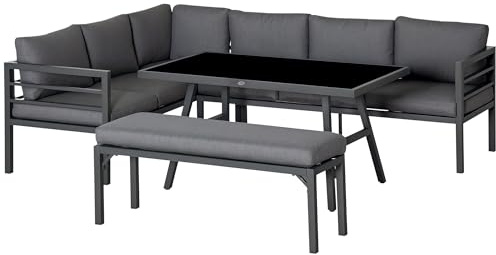 Outsunny 8-Seater Aluminium Garden Dining Sofa Furniture Set with Cushions