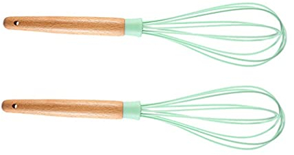 Hand Mixer Whisk Set of 2, 11”, Kitchen Silicone Whisk for Blending Whisking Beating Frothing Manual Balloon Whisks Heat Resistant Egg Beater Kitchen Tools Egg Beater (Color : Green)