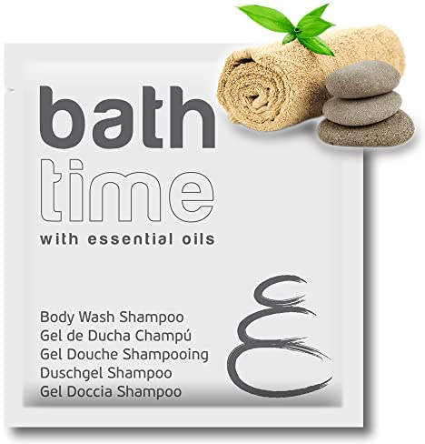 GPQ - Duschgel/Shampoo 2in1 BATH TIME | 400 Einheiten x 8 Gr. | Hotelaustattung | Mit Conditioner, Parabenfrei | Für Hotels, Landhäuser, Appartements, AirBnB, B&B, usw…