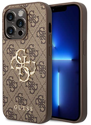 Guess Golden Logo kompatibel mit iPhone 14 Pro Max Hülle - Braun, GUHCP14X4GMGBR
