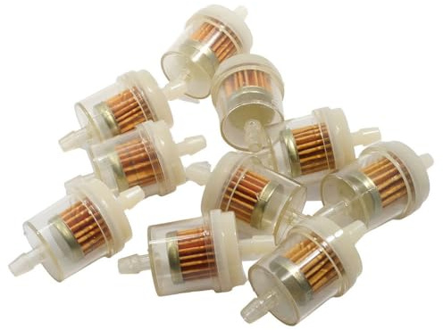 2EXTREME Benzinfilter-Set 10 Stk 6mm Universal kompatibel mit Roller, Vespa | Papierfilter, klare Kunststoffgehäuse, große Benzinkammer, 6mm Anschlüsse, mit Pfeil; kompatibel mit Moped, Mofa und Quad