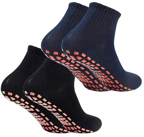 Chaussettes de Yoga Antidérapantes, Chaussettes Yoga, Chaussette Antidérapantes pour Unisexes De Pilates En Coton Pour Ballet Danse Fitness,Noir Blanc Taille Unique, Noir/Gris, 40-41, 2 Paires