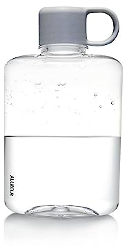 ALLKELR Bouteille d'eau plate portable en plastique Tritan sans BPA pour camping, fitness, sports de plein air, convient pour sac à main et poche (gris, 355,9 g)