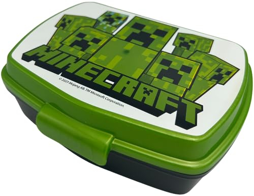 Stor - Minecraft Porta Pranzo per Bambini - Porta Merenda Scuola con 3 Scomparti - Portamerenda in Plastica Bambini Pranzo Launch Box - BPA Free - 18x5x13 CM