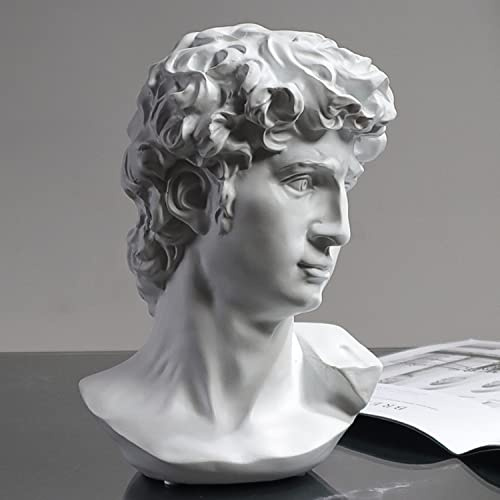 Yahu Lando David-Statue, griechische Büste, Kopfbüste, Statue für römische Heimdekoration, Couchtisch-Dekoration, weiß, griechische Mythologie, Dekoration für Schlafzimmer/Wohnzimmer/Büro, 15 cm
