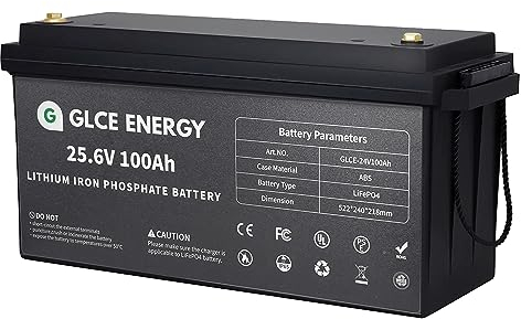 GLCE Energy 24V 100Ah LiFePO4 Batterie, 4000-15000 Mal Deep Cycle Batterie, verbessertes 100A BMS, 2560Wh Lithium Akku, für solaranlage wohnmobil,solarspeicher, Camping