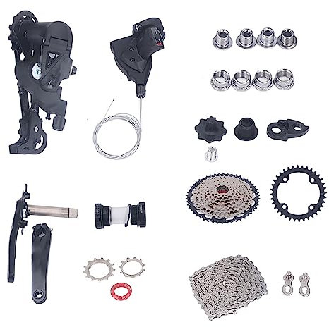 EVTSCAN Fahrrad-9-Gang-Gruppe – 50T-Schwungrad-Fahrradschaltsatz, Box-Komponenten, Mountainbike-Antriebsstrang, Umwerfer-Kurbelgarnitur-Zubehörsatz Zur Modifikation(36T)