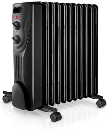 Solac Radiateur à huile électrique 2300 W | 11 modules | basse consommation | jusqu'à 23 m² | 3 niveaux | thermostat réglable | système de sécurité protection contre la surchauffe | chauffage | noir