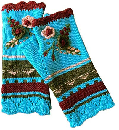 Handschuhe Damen Winter Warm Fäustlinge-Fäustlinge Daumenloch Winterhandschuhe Stulpen Thermal Ohne Finger Strickhandschuhe Wärmer Handgelenk Strick Handstulpen Halbfingerhandschuhe