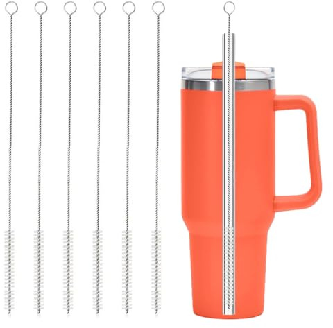 Ajedrmy Straw Cleaner Brush for Stanley, 6Pcs Reusable Extra Long Straw Cleaner for 40/30/20 oz Stanley Mug, 10mm Wide Drinking Straw Cleaning Brush for Sippy Cup, Water Bottle and Tubes