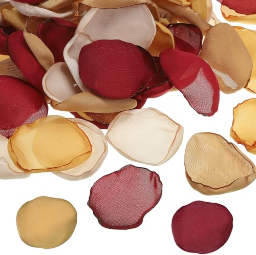 PATIKIL Silk Rose Petals, 100 Pcs Artificial Flower Petals for Wedding Decorations, Romantic Night, Aisle Scatter Petals, Mixed Burgundy