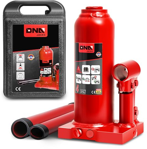 DNA Motoring 4 tons / 8818.5 lbs Lifting Automotive Welded Hydraulic Bottle Jack for Repair Vehicle, Pickup, Truck, w/Manual Handle, Red,TOOLS-00352