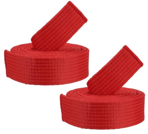 PATIKIL Taekwondo färgade rankningsbälten, 2-pack 4 cm x 15 cm polyester kampsport färgat rankningsbälte för tränarundervisning, röd