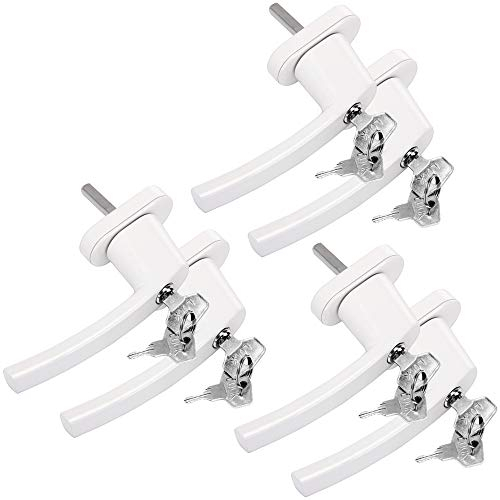MONZANA® 6X Fenstergriffe Abschließbar mit Schloss Kindersicherung Silber 35mm Stiftlänge 2 Schlüssel Fensterbeschlag Balkon Türgriff Einbruchschutz