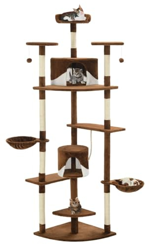 Katzen-Kratzbaum mit Sisal-Kratzsäulen 203 cm Braun und Weiß, ZEYUAN Katzenkratzbaum, Katzenmöbel, Kratztonne Für Katzen, Aktivitätskratzbäume, Katzen Zubehör