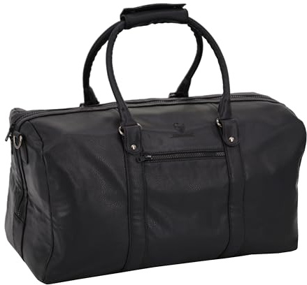 GERMANUS Handgemachte Reisetasche Lothar, Weekender aus dickem Kunstleder für den Kurztrip, Reise oder Wochenenddreise (Schwarz)