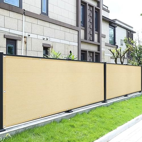 Balkon Sichtschutz 130 x 160 cm Uv-Schutz Balkonschutz Balkonabdeckung Reißfest, mit Ösen Kabelbinder für Garten Balkon Zaun Terrassen, Creme Farben