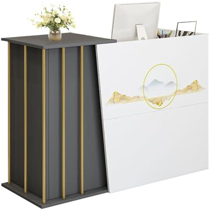 GAOXIAO Reception Counter Office Desk Counter Reception Table, Empfangstheke with Large Storage Space, Kassentheke Klein, Rezeptionstresen für Shop Corporate Halls Hotel A 120 cm