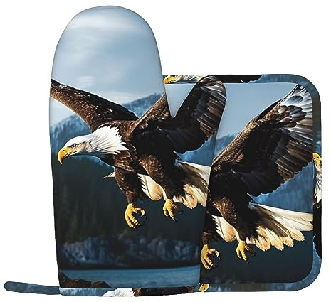 Eagle at Hunting Lot de 2 maniques de cuisine en silicone antidérapant résistant à la chaleur pour la cuisine