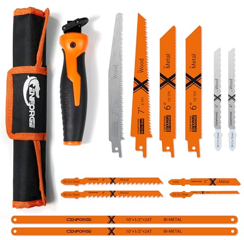 Cenforge 13-PC Multi Blades Hand Saw, Small Hacksaw, Mini Handsaw, Jab Saw, Small Handsaw for Wood, Drywall, Metel, Sheetrock, Plastic (with a Handle for Quick Blade Change)