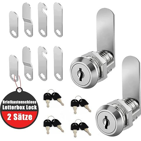 Serratura per Cassetta delle Lettere Con 4 Chiavi - 4 Piastre di Serratura, 16 mm, Mandrino Con Diametro 18 mm per Ante
