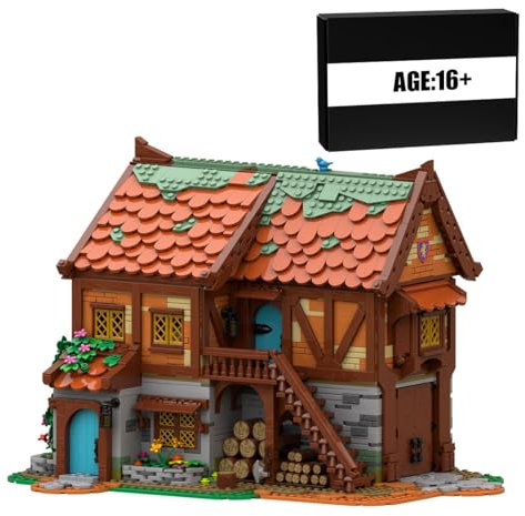 BlocteckToy MOC Klemmbausteine Mittelalterliche Tischlerwerkstatt Modell, 3979 Teile Mittelalterliches Dorf Gebäude Set, MOC-189669