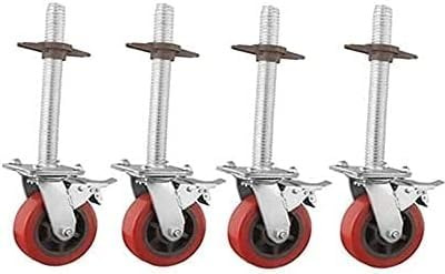 Casters 6-in,Heavy-Duty Scaffolding Wheels,Industrial Rotating Brake Wear-Resistant Scaffold Tower Adjustable Castors(Polyurethane)