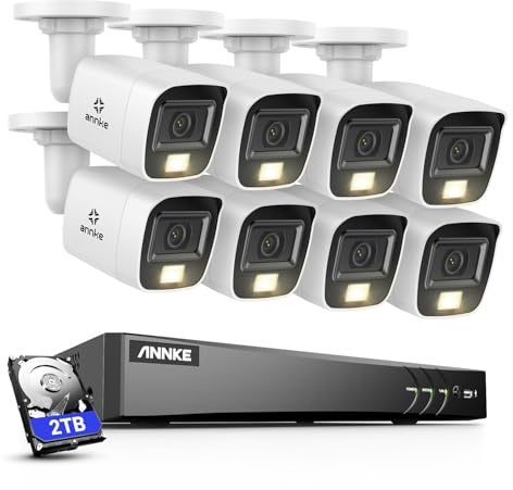 ANNKE 8MP CCTV Camera Systems, 4K 8 Channel H.265+ DVR with 2TB Security Hard Drive, 8 × 8MP Security Bullet Camera Outdoor, Smart Human/Vehicle Detection, Night Vision