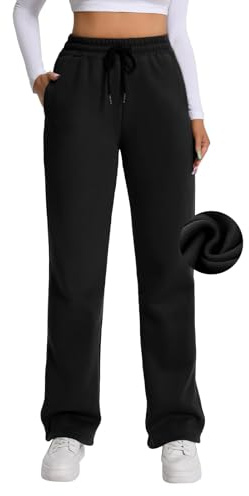 Rolcoassuns Damen Jogginghose mit Fleece Futter, Winter Jogginghose mit Thermo Fleece Futter und Taschen Warmer Dicker Trainingsanzug für Freizeit, Fitnessstudio und Joggen