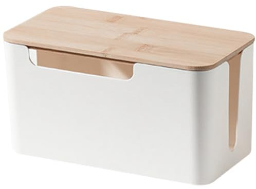 Hemobllo Wooden Router Storage Box Cable Management Case Cord Organizer for Home Office Living Cable Storage Organizer