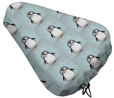 FZMVSQH Wasserdichter Fahrradsitzbezug, niedlicher Pinguin-Druck, bequemer Fahrradsitzbezug mit Kordelzug, Sitzbezug, Mountainbike-Sattelbezug, Regen- und Staubschutzkissen, Sattelbezug