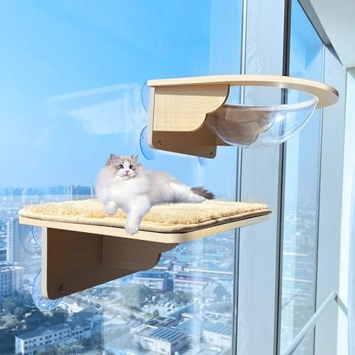 Pucaru Kletterwand Katzen Aus Holz, DIY-Kratzbaum, Schlagfreies Katzensprungbrett Aus Fliesenfenstern, Katzensitz für Den Innenbereich(40 * 30cm)