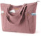 Lekespring Cord Tasche Damen, Groß Tote Bag Strandtasche mit Reißverschluss, Shopper Tasche Damen Laptoptasche mit 17 Zoll Laptopfach, Elegant Handtasche Umhängetasche für Arbeit Schule Gym-Rosa