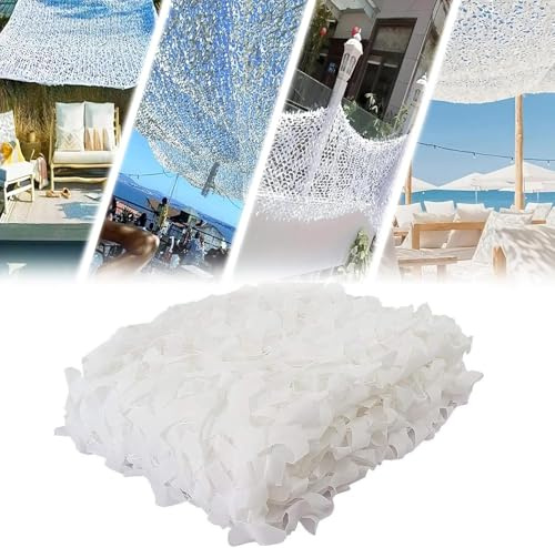 Filet Camouflage Blanc Renforcé,3x3m 3x5m 6x4m 5x10m Camouflage Militaire Voile Ombrage Camouflage pour Chasse DéCoration Camouflage Photographie AnimalièRe Terrasse Protection Jardin