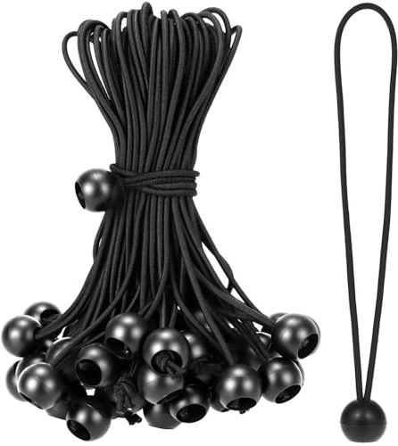 QWORK® 50pièces tendeur élastiques avec Boules, 20 cm, tendeur en Caoutchouc Noirs, adaptés pour Les tentes de Camping, Les bâches, Les bannières, Les Articles ménagers.