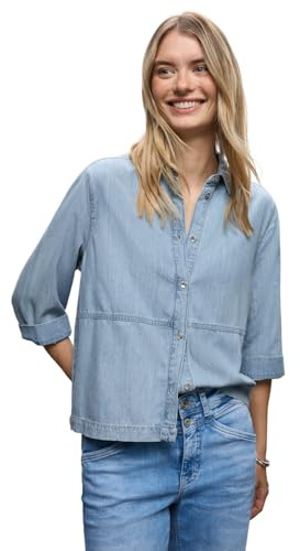 Street One Denim Bluse Light Blue Washed 46