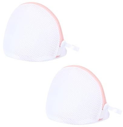 Nzexlyva 2 Pcs Bra Washing Machine Bag, Mesh Laundry Bags for Washing Machine, Sandwich Hemisphere Design Mesh Wash Bag with Zipper for Washing Delicates Lingerie