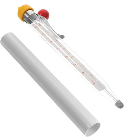 FUNNETOYU Candy Deep Fry Thermometer with Clip Instant Read Glass Kitchen Cooking Food Thermometer for Baking Syrup Making High Precision and Protection Case