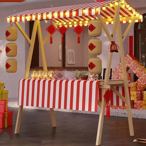Matvagnar Till Salu Trä, Mobil Display Ställ, Med Hopfällbart Tak, Kommersiell Stol för Hot Dog/Glass/Snacks (Röd, 120 cm/47,2 tum)