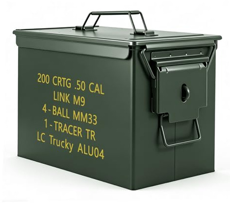 Trucky Munitionsbox Ammo Box 33x19x23 cm Metallkiste Munitionskiste Metallbox Aufbewahrungsbox mit Deckel Army Grün Metall