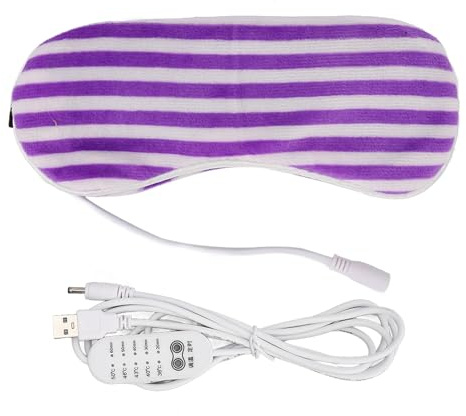 USB värmepannband justerbar varm kompress ger näring åt ögonen 5 hastigheter pannband för sömn (lila rand)