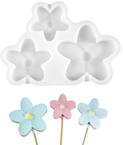 Radiella Stampi in silicone per colata a forma di fiore, stampo in silicone 3 dimensioni, stampo flessibile, facile da sformare, stampi per colata gesso, cemento e candele